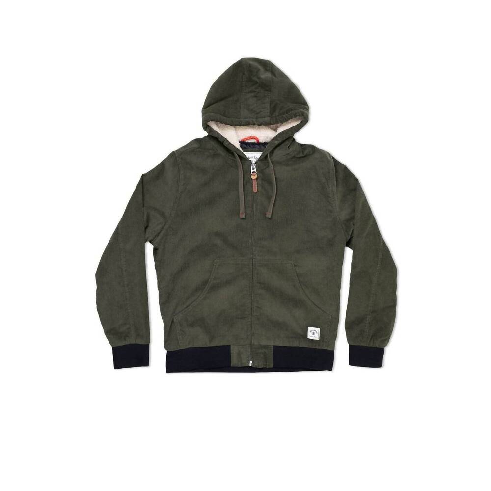 NEW IRON & RESIN men's corduroy bunker hoodie in green